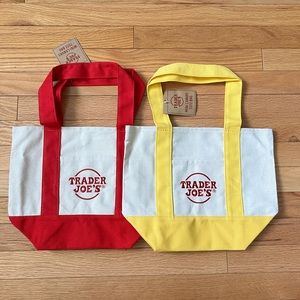Trader Joe’s - Mini Canvas Tote Bags - Set of 2 - NWT